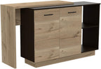 2-Shelf 1-Drawer Kitchen Island Wenge and Light Oak | Includes 5 shelves and 2 doors for storage and display