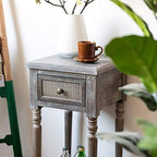 Telephone Table, Retro Sofa Small Side Table,Industrial Styleside Table,Telephone Tables,with Drawer,Side Table with Storage Shelf(Color:Retro,Size:13.9713.9729.52in)