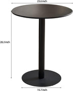 Round Dining Table 24" Circle Tulip Table with Metal Thickened Tabletop & Sturdy Metal Pedestal Mid Century Modern Leisure Bistro Kitchen Tables 2 People Small Places Living Room Cafe,Black