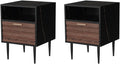 GIA Home Furniture Series Walnut Nightstands Set of 2, Faux Black Walnut Marble End Table for Living Room, Bedroom