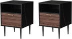 GIA Home Furniture Series Walnut Nightstands Set of 2, Faux Black Walnut Marble End Table for Living Room, Bedroom