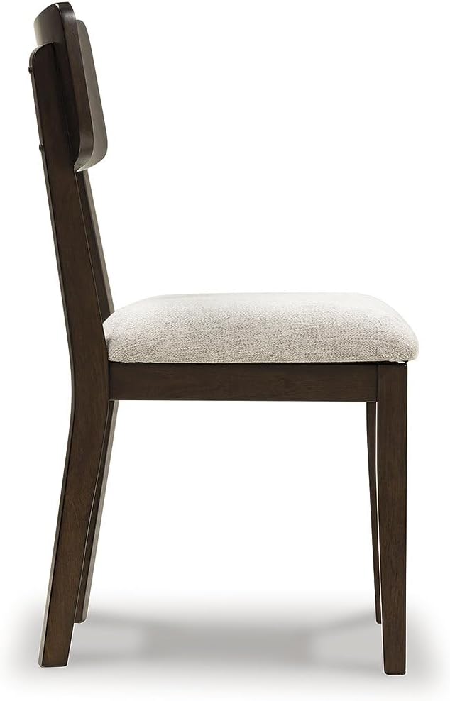 Signature Design by Ashley Favelon Upholstered Wood Dining Chairs, Set of 2 | Mid-century modern curved backrest, Foam cushioned seat, Merlot finish solid wood frame, Casual dining room use