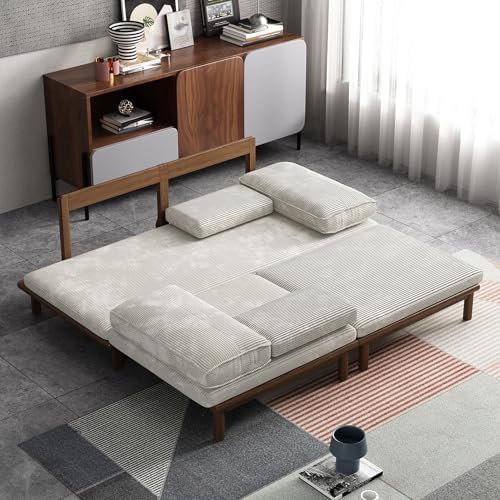 Lartis 78.7" Sofa Bed, Sleeper Pull Out Couch, Modern Couch Convertible Modern Futon for Living Room/Apartment/Bedroom, Modular Design Sofa,Full Solid Wood Frame