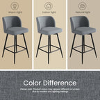 Swivel Bar Stools Set of 2, 26" Counter Height Bar Stools with High Back and Metal Legs, Fabric Bar Chairs, Modern Barstools for Kitchen Island, Light Grey