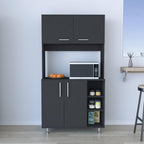 Pantry Cabinet Delaware Kitchen Black with Spacious Top Surface and Hutch | Spacious top surface for appliances and meal prep
