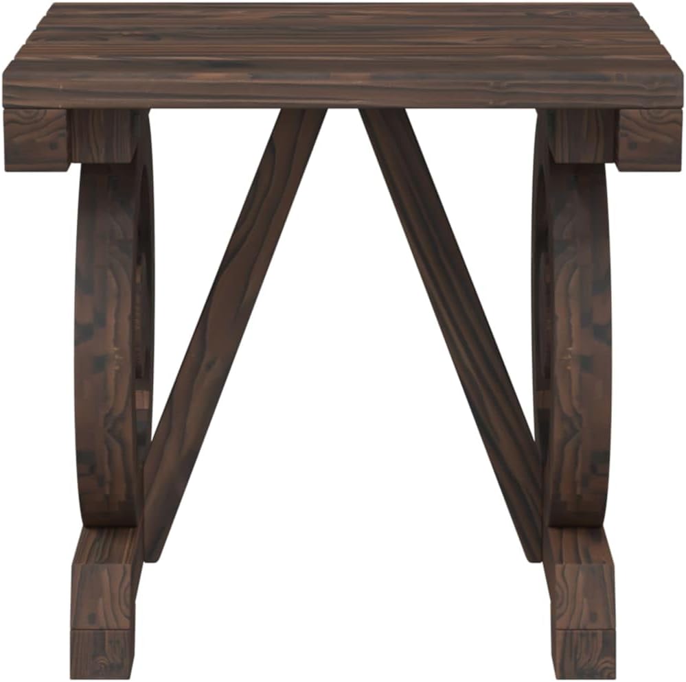 vidaXL Patio Footstool in Solid Fir Wood with Wagon Wheel Design – Durable Outdoor Ottoman/Garden Stool, Brown, 15.7""x14.4""x15.2"", 365110