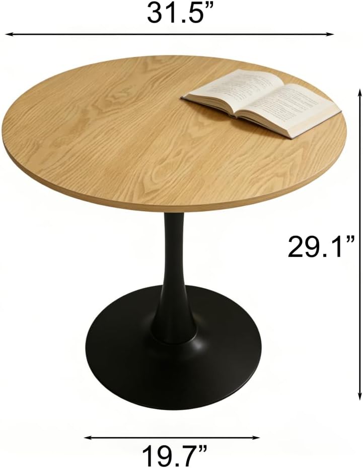 31.5" Round Tulip Dining Table, Mid-Century Modern Kitchen Table for 2-3 People, Leisure Coffee Table for Living Room Balcony Bistro Office