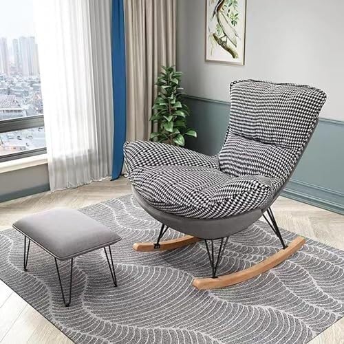 Rocking Chair with High Rest and Footstool, Reclining Glider Chair for Living Room Bedroom, 330lbs Capacity