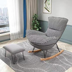 Rocking Chair with High Rest and Footstool, Reclining Glider Chair for Living Room Bedroom, 330lbs Capacity