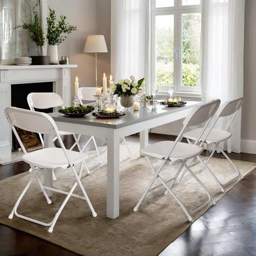 100 PCS Plastic Folding Chair, Portable Commercial Chair, Heavy-Duty Plastic Folding Chairs, Folding Chair with 350 LB Capacity for Wedding Party Outdoor Indoor White