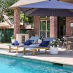PURPLE LEAF Extra Wide Patio Lounge Chair Resort Wicker Set of 2, Navy | Handwoven Wicker, Teak Wood-Grain Aluminum Frame, 5 Adjustable Positions, Non-Slip Pads, Oversized Frame, 440 lbs Capacity