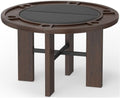 Pemberly Row 2-in-1 Game & Dining Table, 48-Inch Round Table with Flip-Top, Faux Leather Game Surface, Multi-Purpose Home Table, 30" Hx48 Wx48 D