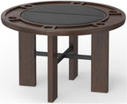 Pemberly Row 2-in-1 Game & Dining Table, 48-Inch Round Table with Flip-Top, Faux Leather Game Surface, Multi-Purpose Home Table, 30" Hx48 Wx48 D
