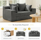 cidludto Couch Loveseat Sleeper, Convertible Sofa Bed Folding Couch Bed Foldable, 2 in 1 Chair Bed & Futon Sofa Bed, Small Pull Out Sofa with 4 Pillows for Living Room, Grey