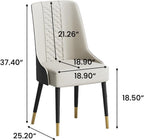 POVISON PU Dining Chairs Set of 2, 38" Faux Leather Upholstered Bar Chairs with Metal Legs, Modern High-Back Side Chairs for Living Room, Pub, Coffee, Home, and Kitchen (Black)