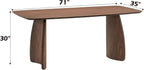 Penau Walnut Finish Rectangular Dining Table, Curved Wooden Base, Engineered Wood Construction with Walnut Veneer, Sturdy MDF Core, Modern Contemporary Design, 71 x 35 x 30 Inchs
