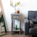 Telephone Table, Retro Sofa Small Side Table,Industrial Styleside Table,Telephone Tables,with Drawer,Side Table with Storage Shelf(Color:Retro,Size:13.9713.9729.52in)
