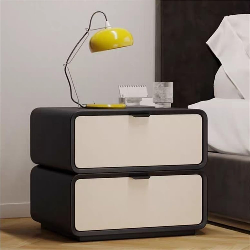 2 Drawer Bedside Table Wood Full Floor-Standing Nightstand Modern Side Table with Removable Drawer Smooth Rails for Living Room All Occasion