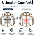 SWITTE Papasan Rocking Chair, Outdoor Wicker Egg Rocker with Cushion, Grey | Comfy Oversized Reading Chair, Cozy 30°-Rock Bed with 6" Cushion, Steel Frame 450LBS Capacity for Patio Porch Lawn
