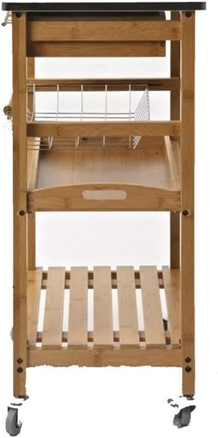 Boraam Aya Bamboo Kitchen Cart with Stainless Steel Top