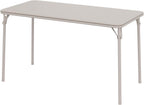 Takywep Sturdy & Portable Rectangle Folding Table - 47.24" x 20.07" 4ft Collapsible Desk, Metal Frame, PU Leather Scuff & Mark Resistant Surface, Anti-Slip Feet, Great for Dining, Office
