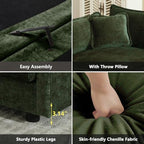 mikibama Modular Sectional Sofa, 70.8 Inch L Shaped Couch Set for Living Room, Loveseat Comfy Cloud Couches with Movable Ottoman, DIY Combination, Chenille, Evergreen