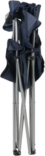 Quad Folding Camp Chair with Cup Holder, Dark Blue, Steel Frame, 250 lb Capacity, 32x19x32 Inches