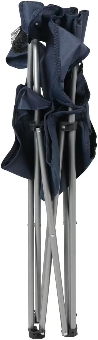 Quad Folding Camp Chair with Cup Holder, Dark Blue, Steel Frame, 250 lb Capacity, 32x19x32 Inches