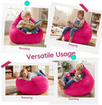 fond + found Small Bean Bag Chairs 2FT Comfy BeanBag Chair Velvet Fabric | Memory Foam,Washable Cover,Storage Pocket,Handle,Cozy BeanBag for Classroom Reading Bedroom Nook Gaming Lounging | Pink 2FT