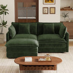 mikibama Modular Sectional Sofa, 70.8 Inch L Shaped Couch Set for Living Room, Loveseat Comfy Cloud Couches with Movable Ottoman, DIY Combination, Chenille, Evergreen