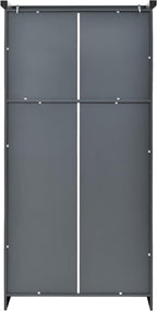 Polibi Freestanding Pantry Cabinet 35.5"x17.6"x70.9", Tall 4-Door Kitchen Storage with 8 Pull-Out Trays, 2 Door Shelves & Adjustable Shelf, for Dining Room (Gray)