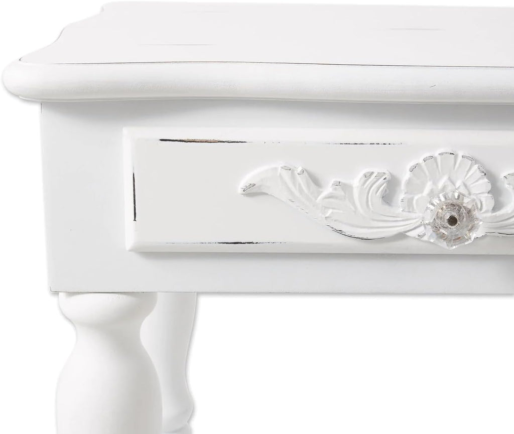 Accent Plus 34353 Carved White Side Table, Multicolor