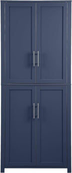 HomeStock African Artistry Tall Kitchen Storage Pantry - Navy Finish