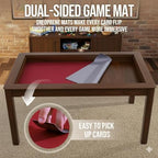 63" Solid Wood Board Game Table for Gaming/Dining, Removable Top | Gaming Table for 4–6 Players with 54" x 30.7" Play Area, Neoprene Play Mat, Leaf Storage Rack, 6 Cup Holders & Trays, Walnut