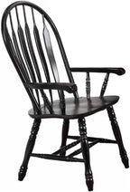 HomeStock Comfort Back Dining Armchair with Sculpted Arms and Contoured Seat Made of Solid Wood Fully Assembled Chair, 41" H x 24" D x 21.5" W Antique Black with Cherry