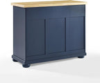 HomeStock Renaissance Rhapsody Kitchen Island with Durable Top and Optional Casters - Island/Cart, Versatile Storage Kitchen Island, Elegant Kitchen Cart Navy