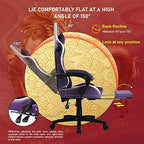 GTPLAYER Gaming Chair with Bluetooth Speakers and Footrest, Dragon Series Video Game Chair, Heavy Duty Ergonomic Chair Esports Gaming Chair, Computer Office Desk Chair (Purple)