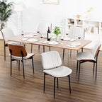 YaFiti Dining Chairs Set of 2, Mid Century Modern PU Leather Kitchen Chairs | Ergonomic Walnut Backrest, Upholstered Waterproof Faux Leather Seat, Stable Metal Legs, Adjustable Footpads, White Scallop