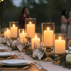 NITIME 4Pcs Hurricane Candle Holder for Pillar Candles, Gold Candle Holders with Clear Glass Sleeve for Table Centerpieces,Pillar Candle Holders for Home Decor, Wedding, Holiday and Party Decor