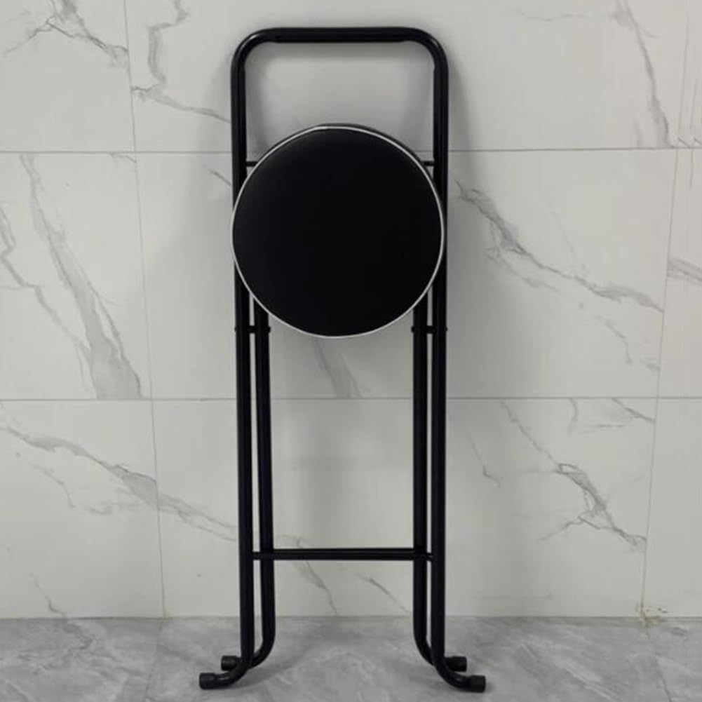 Folding Bar Stool (32inch/80cm)- Comfortable Padded Seat -Kitchen Counter Breakfast Bar Desk Stool Chair - Portable High Chair Stool for Picnic Garden Party (Color : Black B)