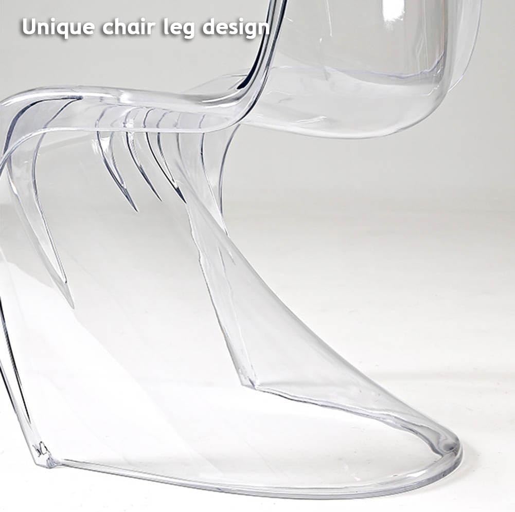 Etlegor Modern Clear Acrylic Dining Chair, S-Shaped Accent Side Chairs Stylish Makeup Stool with Sunflower-Shaped Cushion for Home Kitchen Dining Office(Red)