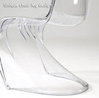 Etlegor Modern Clear Acrylic Dining Chair, S-Shaped Accent Side Chairs Stylish Makeup Stool with Sunflower-Shaped Cushion for Home Kitchen Dining Office(Red)