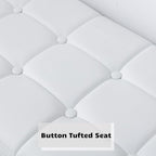 HEAH-YO Modern Button Tufted Bench, PU Faux Leather Ottoman Dining Bench, Stylish Footstool for Entryway Bedroom Kitchen Dining Table, White