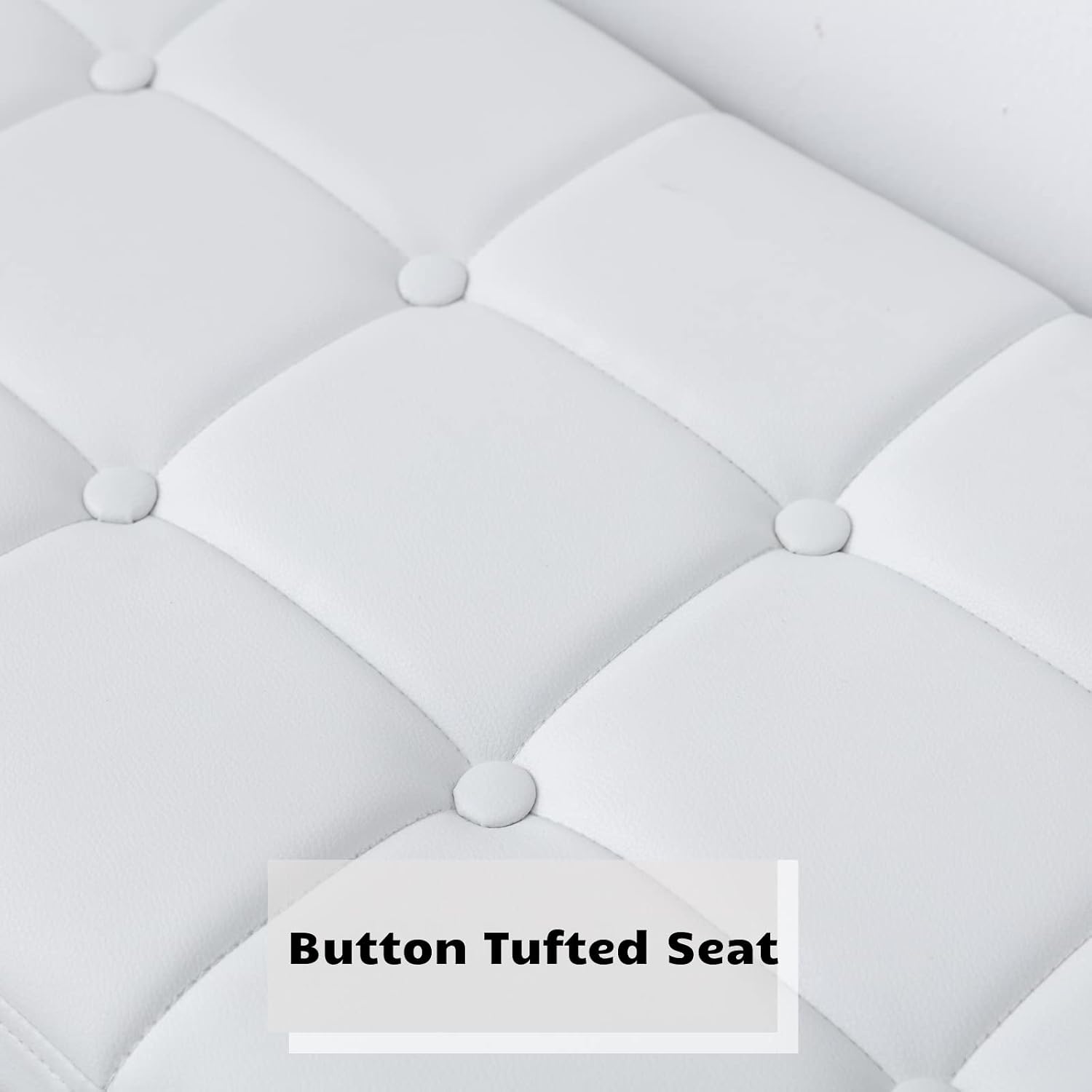 HEAH-YO Modern Button Tufted Bench, PU Faux Leather Ottoman Dining Bench, Stylish Footstool for Entryway Bedroom Kitchen Dining Table, White