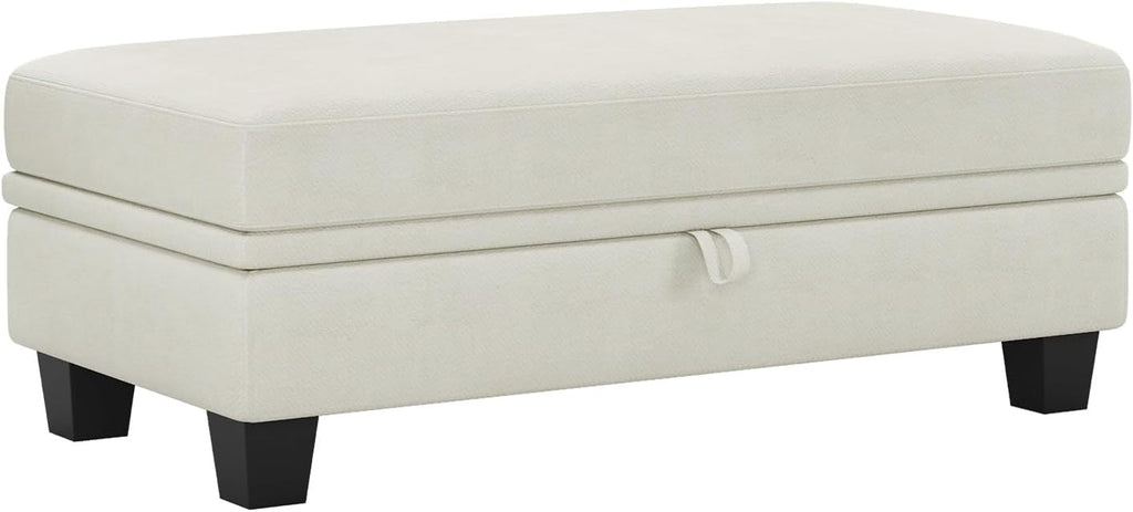 Belffin 45.9" Storage Ottoman Bench Oversized Ottoman for Footrest Upholstered Entryway Bench with Seating for Bedroom, Living Room. Beige