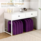 ONEVOG Velvet Pouf Ottomans, Small Ottoman Foot Rest for Couch, 18 Inch Cute Vanity Chairs for Makeup, Living Room Decorative, Sturdy Frame, Upholstered Modern Footrest for Bedroom, Dorm, Purple, 2Pcs