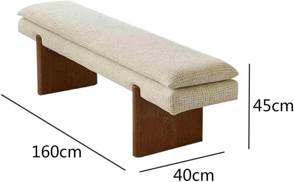 Modern White Bedroom Bench Walk-in Closet Wooden and Fabric Entryway(Large)