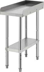 Equipment Grill Stand Table 12x24x30 Inch Stainless Steel NSF Certified 400 Lbs Capacity with Adjustable Legs, 2" Edge Baffle, for Hotel, Home, Commercial Restaurant Kitchen