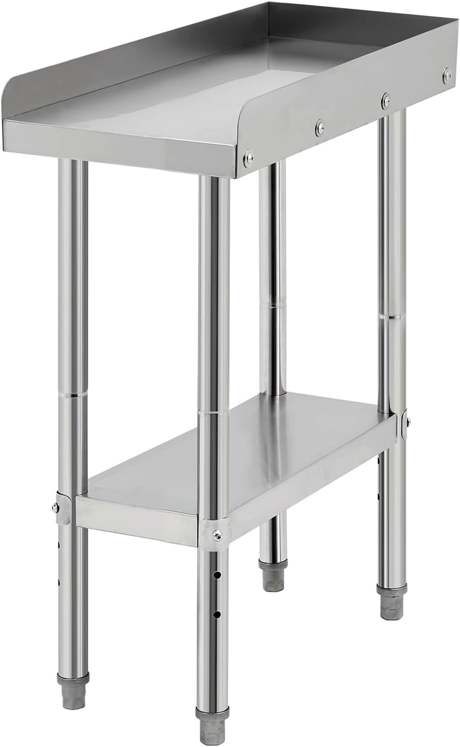 Equipment Grill Stand Table 12x24x30 Inch Stainless Steel NSF Certified 400 Lbs Capacity with Adjustable Legs, 2" Edge Baffle, for Hotel, Home, Commercial Restaurant Kitchen