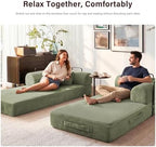 79" Convertible Sofa Bed, Sleeper Futon Couch for Living Room | 5-in-1 Sleeper Sofa, Pull Out Couches with Soft Corduroy, No Assembly Required, Apartment Friendly, Light Green
